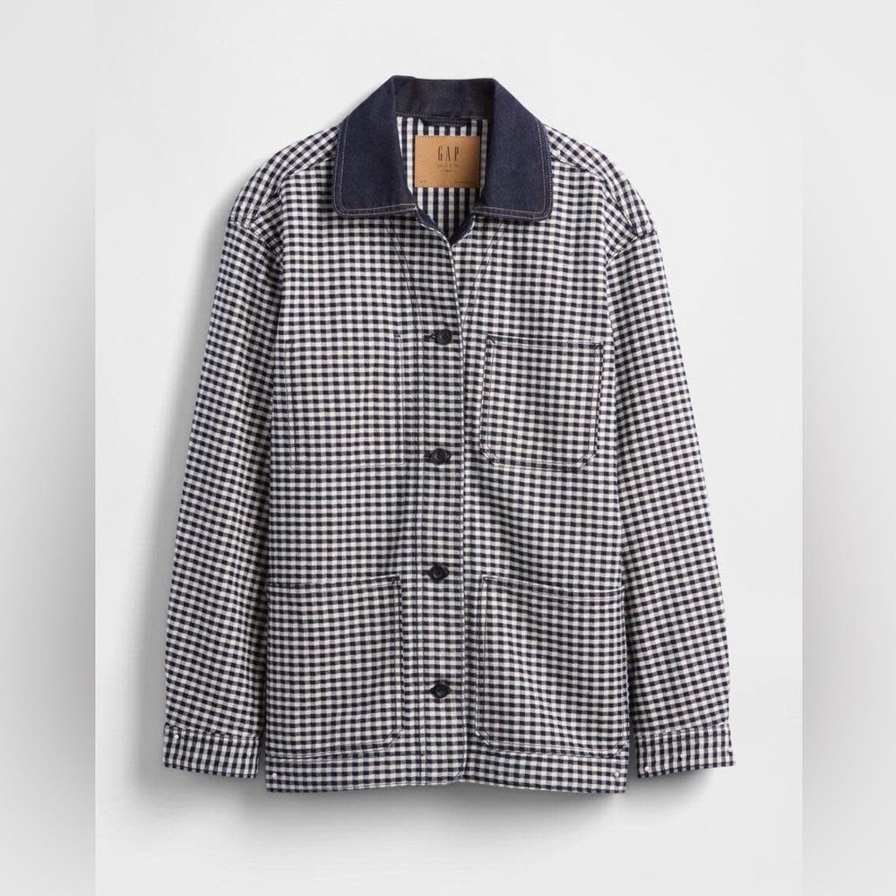 Gap x Doen blue gingham denim jacket